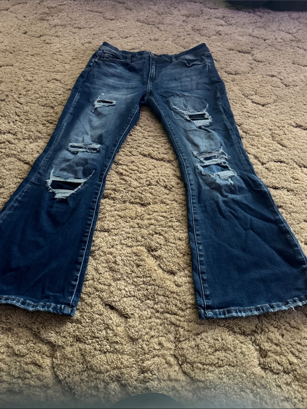 KanCan Dark Blue Distressed Flared Jeans